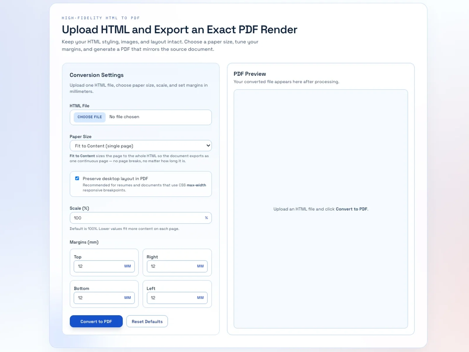 HTML to PDF Converter